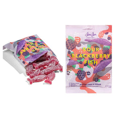 Sour Blackberry Fish candy by Swedish Candy, vegan and gluten-free.