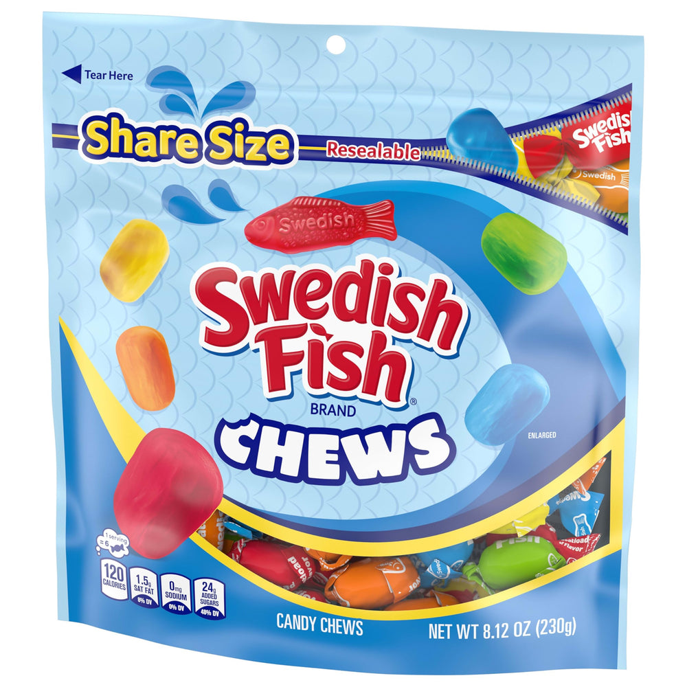 Backpack-friendly Swedish Fish chews for school and travel.