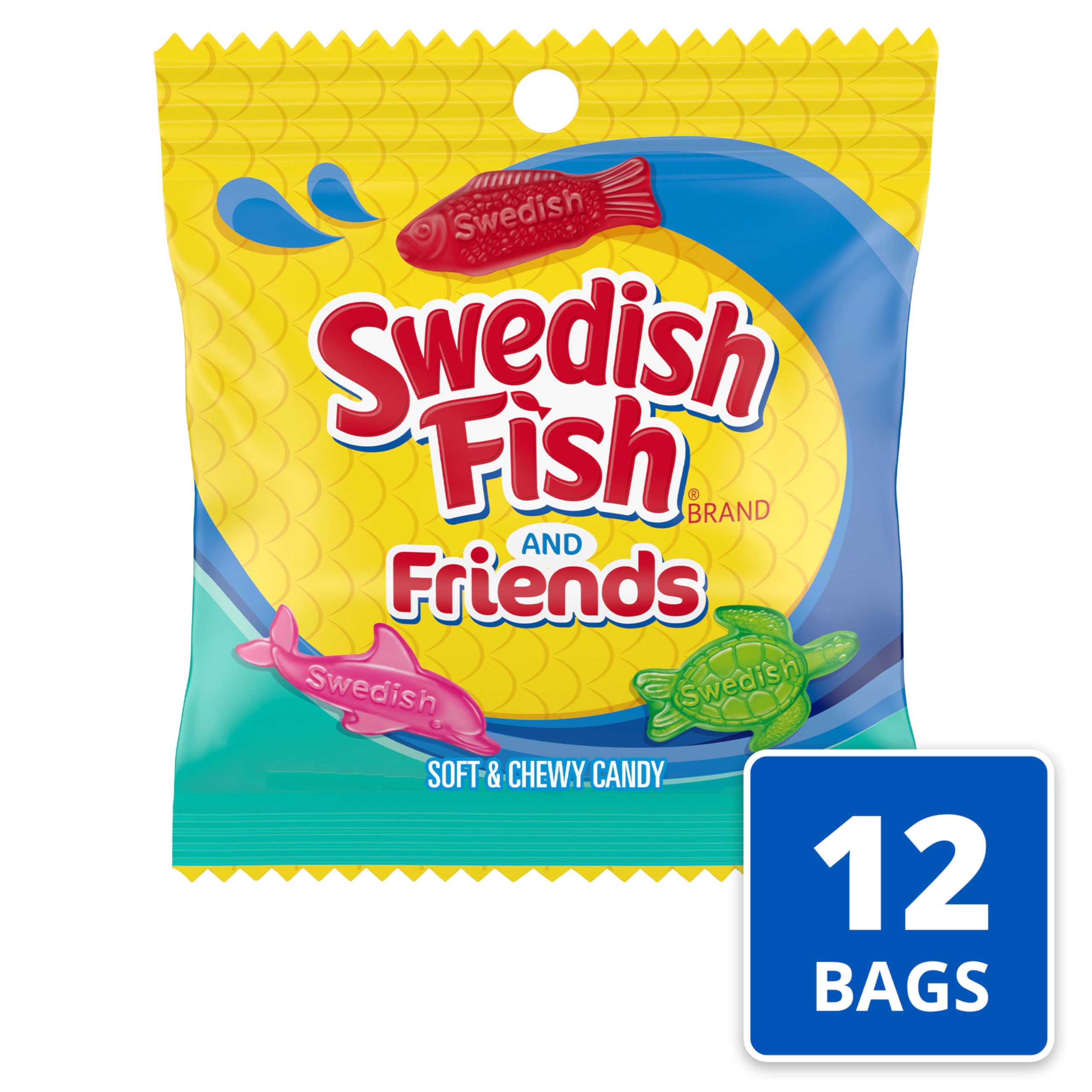 Swedish Fish classic fruit flavors showcase familiar chewy texture and color variety.