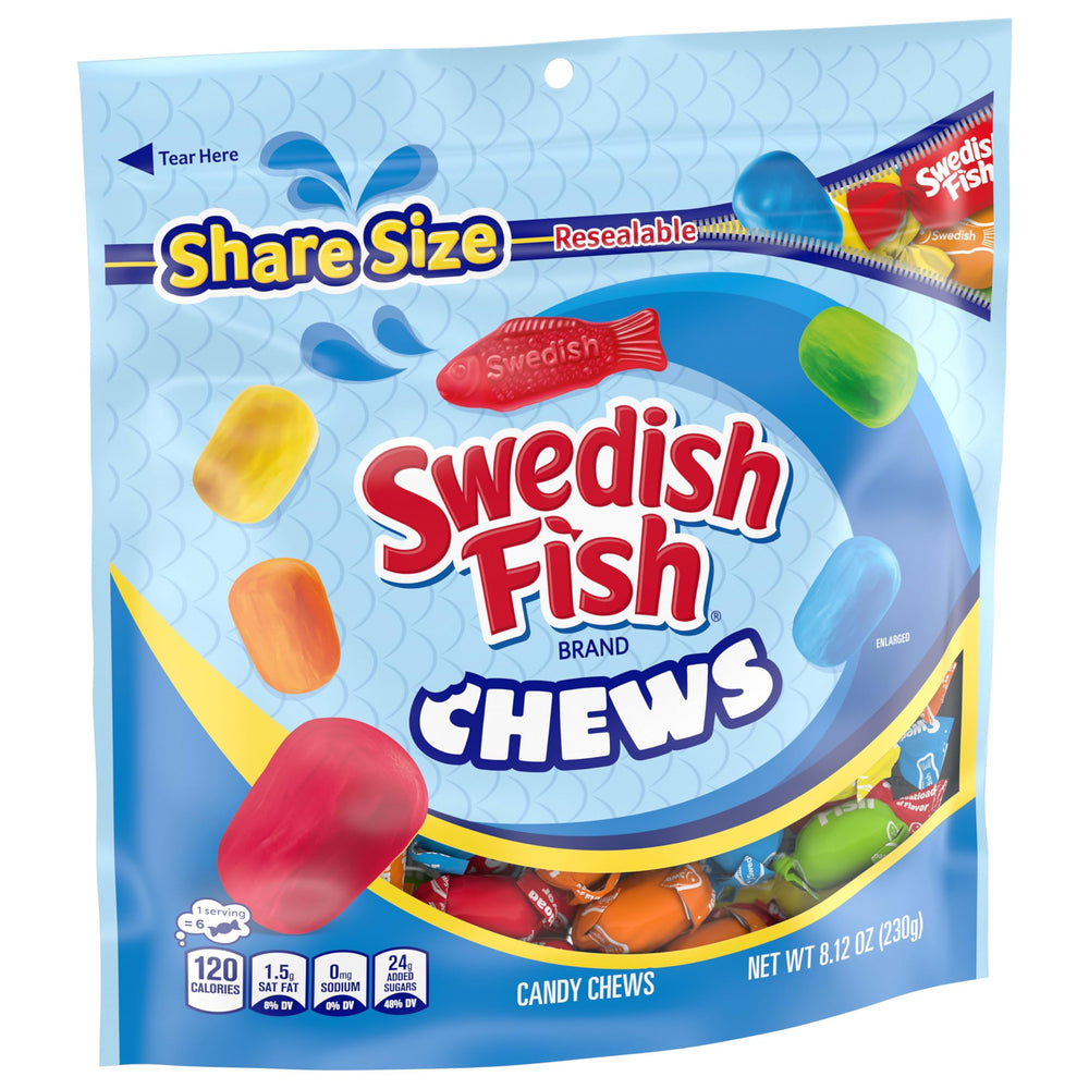 Gift bag candy featuring Swedish Fish for celebrations and gifting.