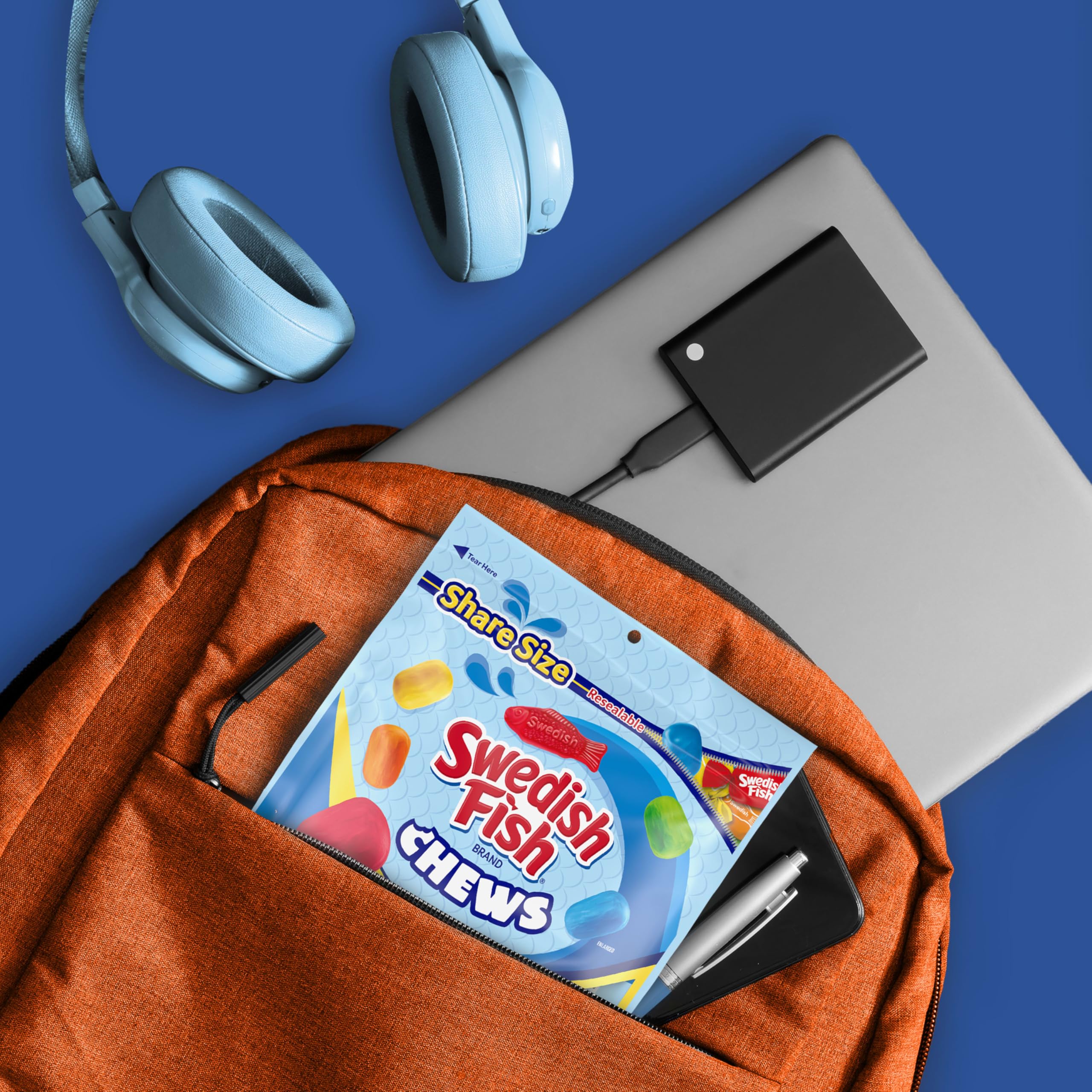 Swedish Fish party favors showcase bright, fruit-flavored candy pieces.