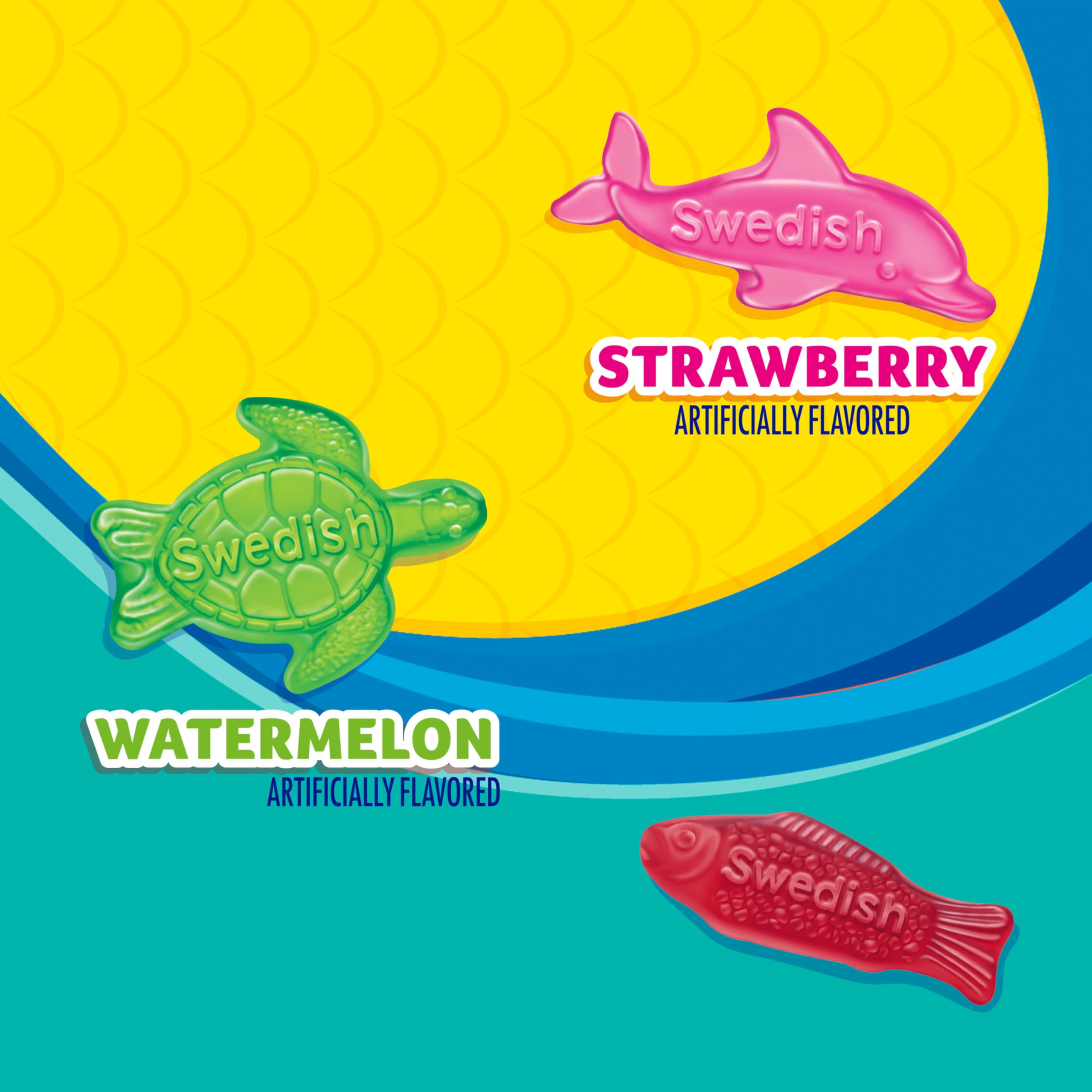 Swedish Fish purse/backpack snack demonstrates portable, mess-free candy for on-the-go.