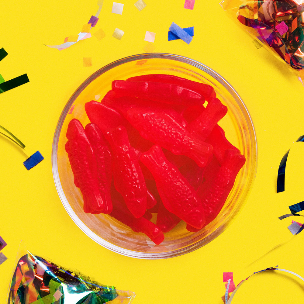 Swedish Fish road trip snack, compact boxes fit in a bag