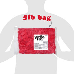 5 lb bulk bag of Swedish Fish shown for easy stocking.