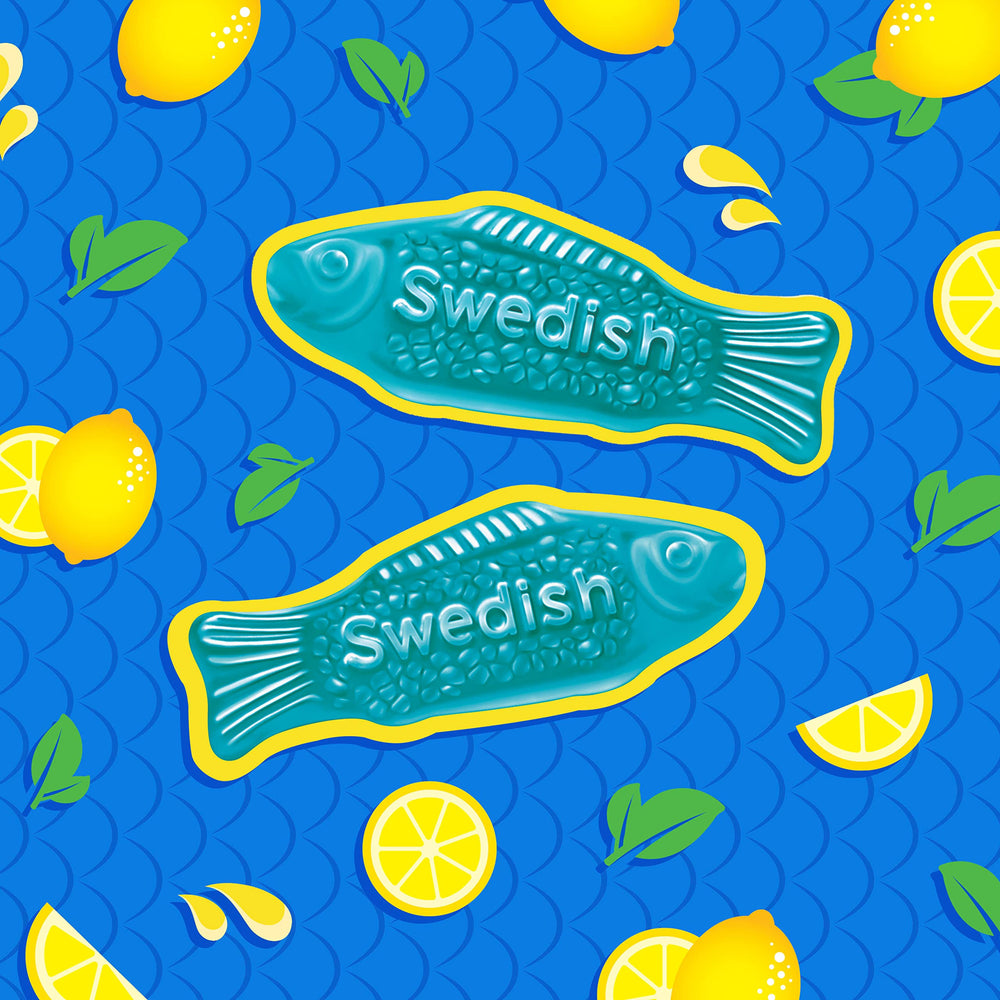 Swedish Fish soft chew candy – satisfying texture for quick snacks.