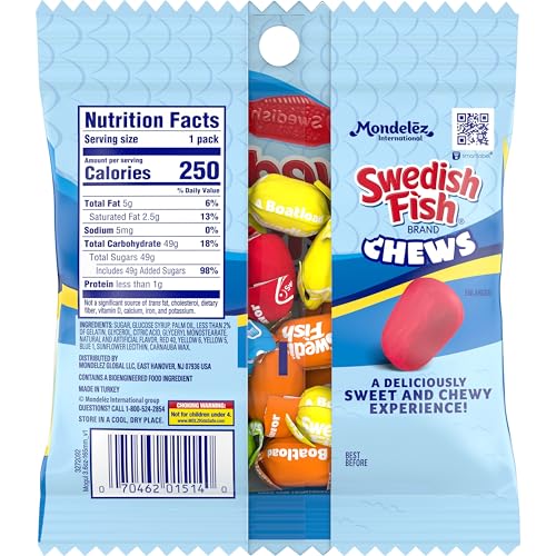 Swedish Fish soft-chewy texture close-up invites tasty bites