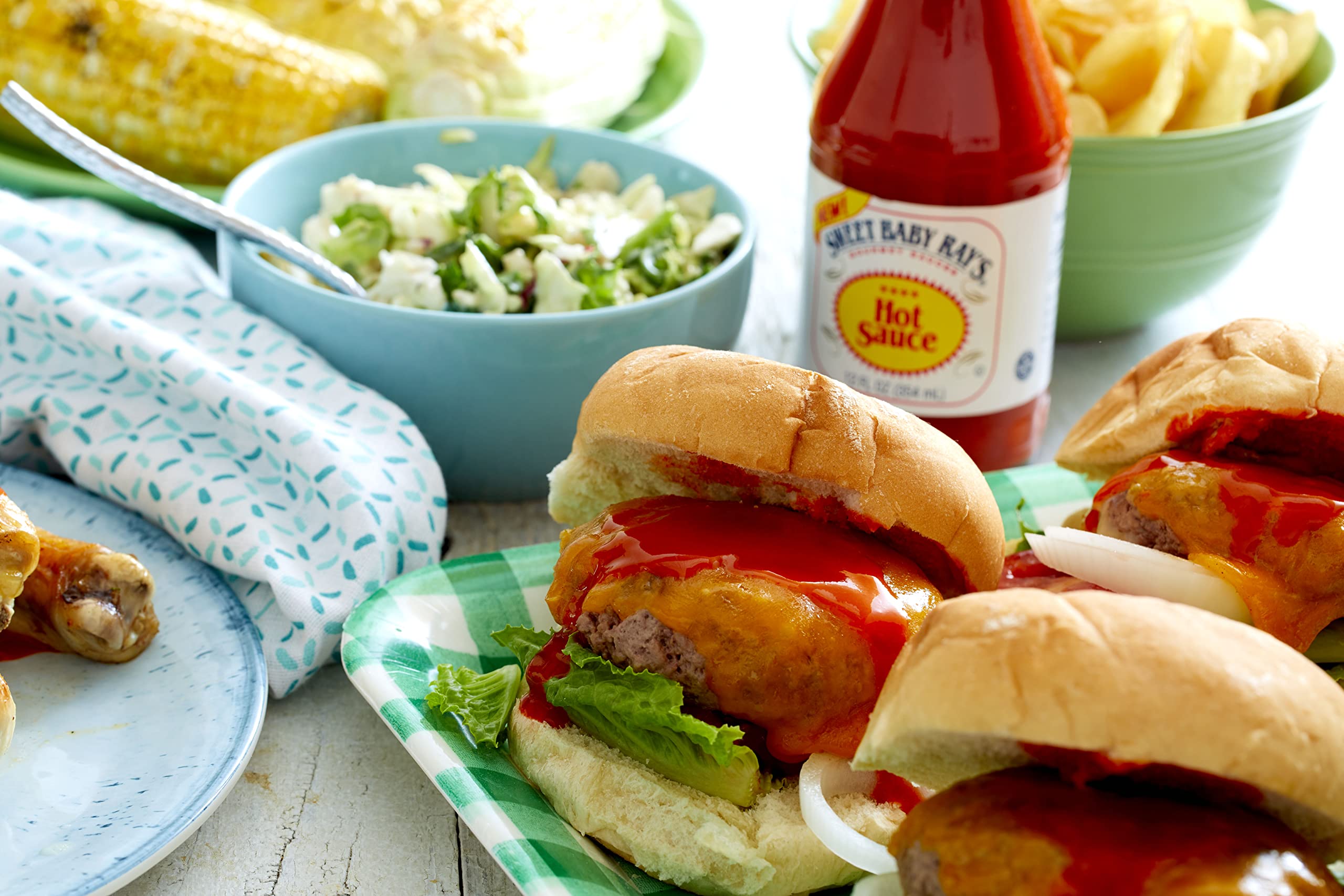 Sweet Baby Ray's Hot Sauce dipping dish ready for table top flavor boosts.