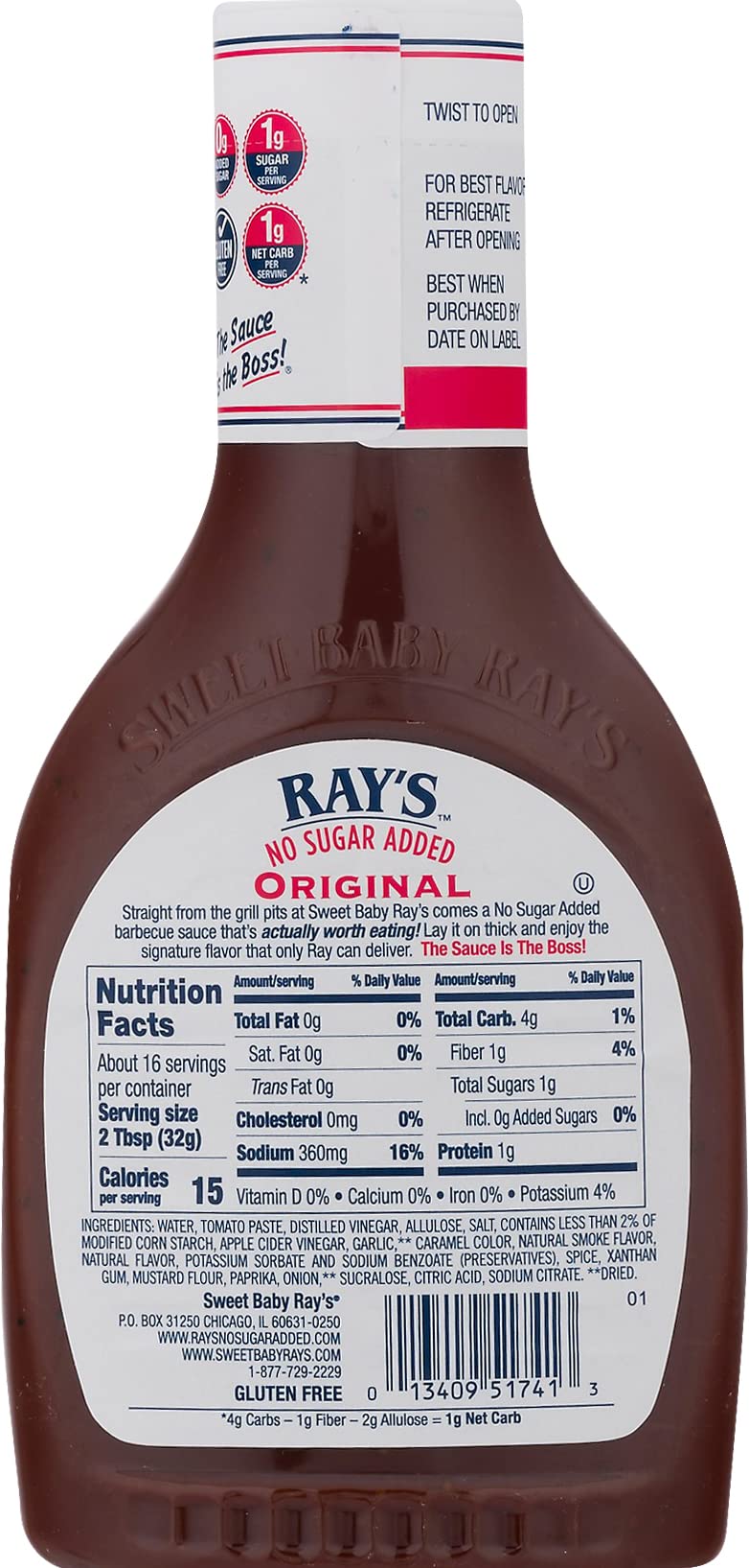 Three Sweet Baby Ray's bottles on kitchen counter for meal prep.