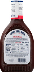 Sweet Baby Ray's 40oz bottle label closeup, rich color for sauces and dipping