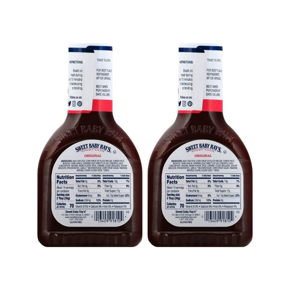 Sweet Baby Ray's BBQ sauce on the grill for basting during cooking.