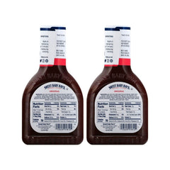 Sweet Baby Ray's BBQ sauce on the grill for basting during cooking.