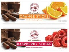 Sweet Candy Company orange-raspberry milk chocolate stick on display, delicious fruit flavor.
