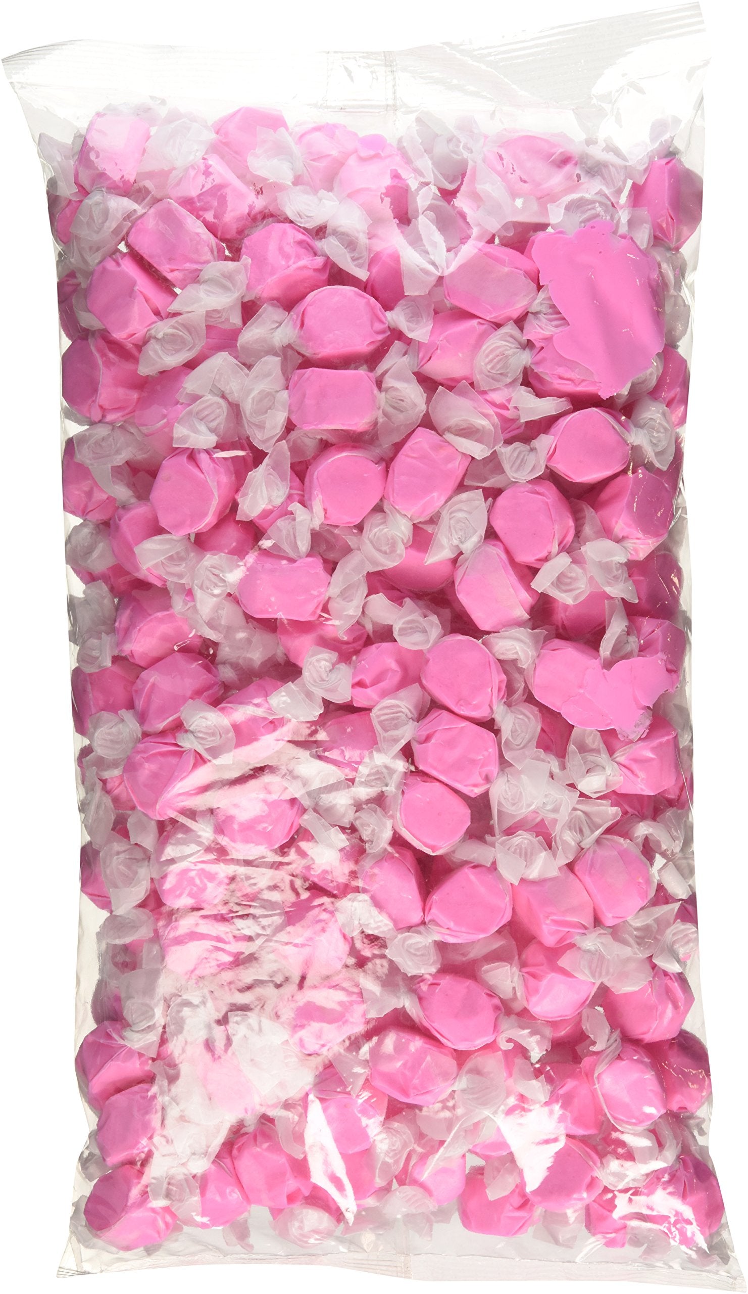 Sweet Candy Company salt water taffy bag front showcasing bulk strawberry flavor for sharing.