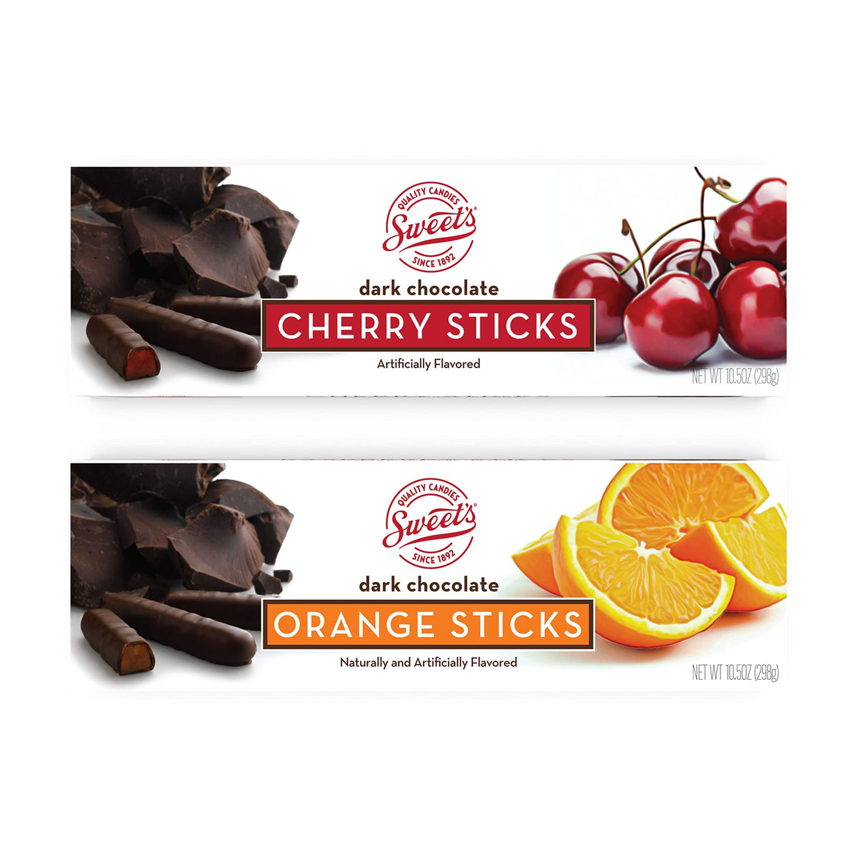 Sweet Candy Company dark chocolate orange and cherry sticks in packaging, gift-ready