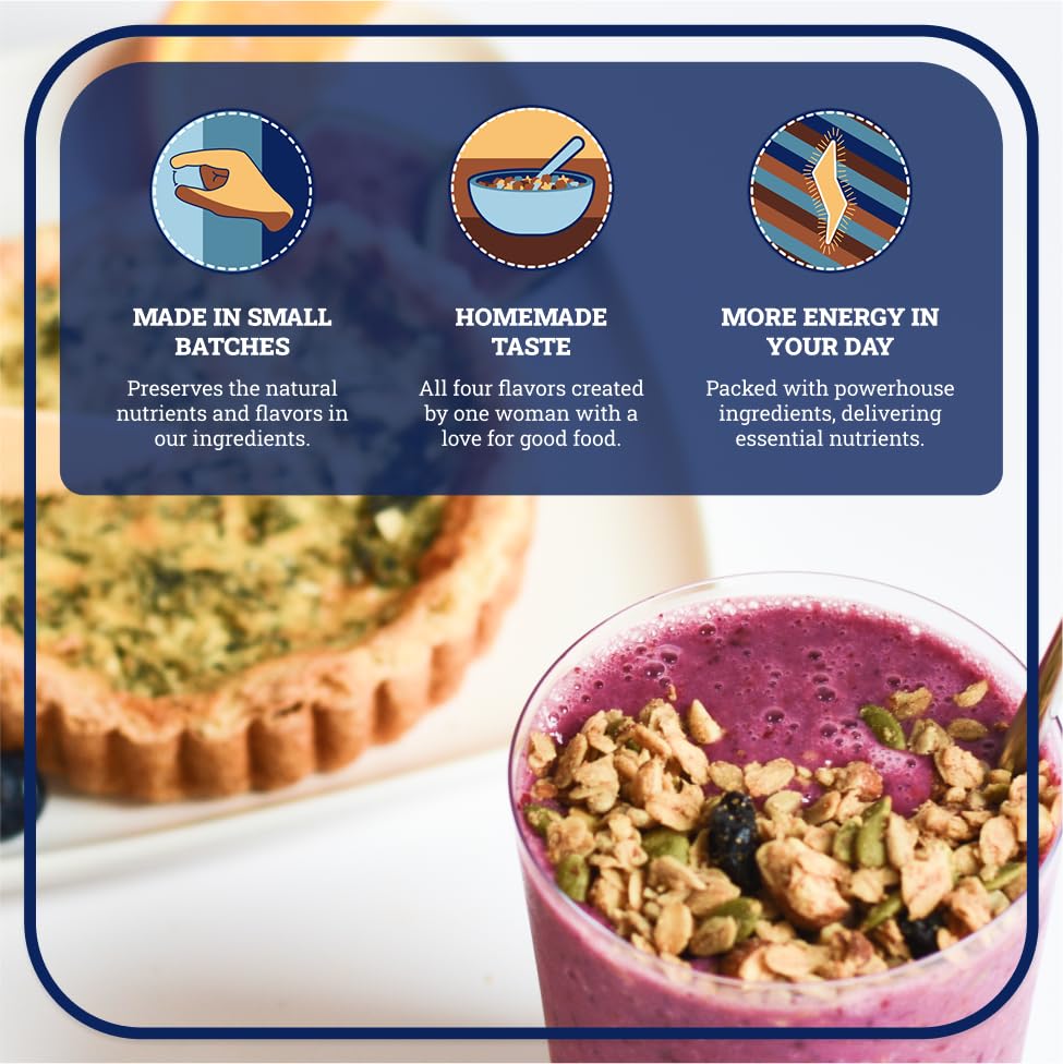 Sweet Diane’s Granola pumpkin seed and flax mix boosts crunch.