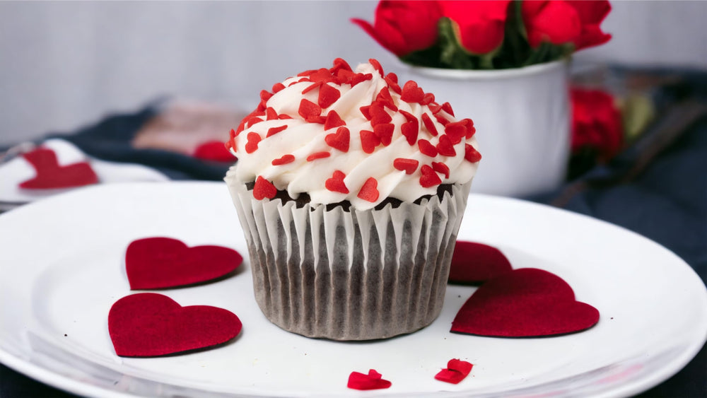 Sweet Eva’s colorful jimmies on cupcakes bring vibrant texture