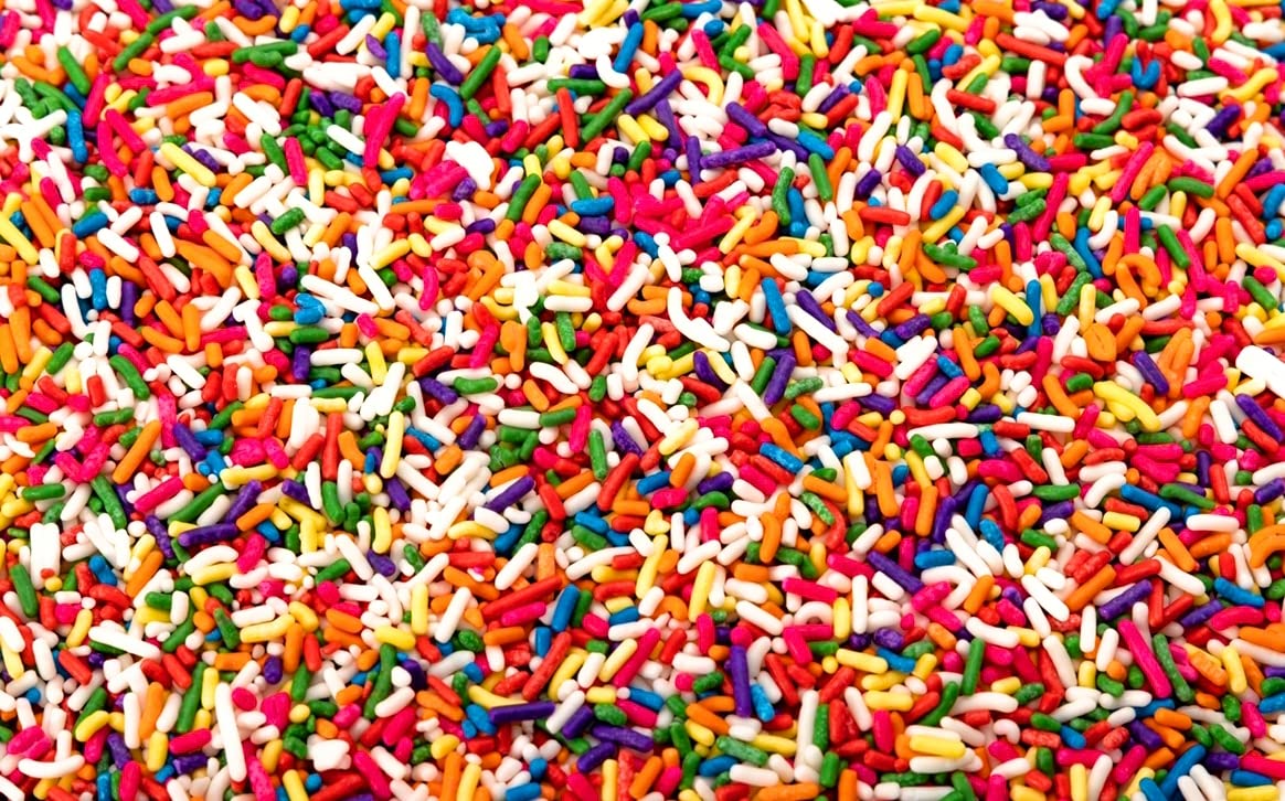 Sweet Eva’s Rainbow Sprinkles on cupcakes add color and texture for celebrations