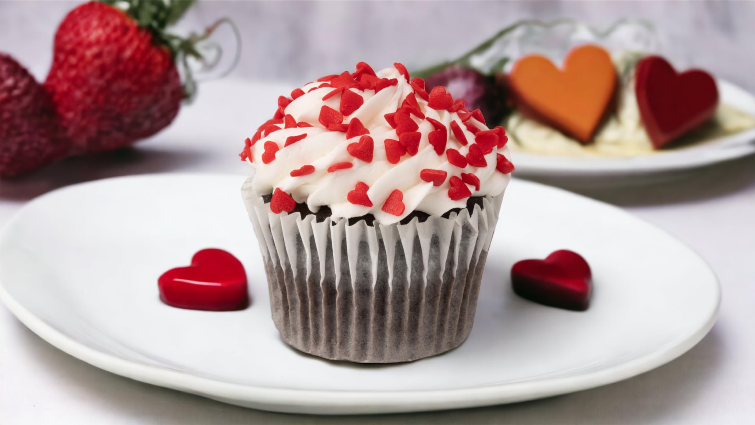 Sweet Eva’s red hearts on cake add playful color to desserts