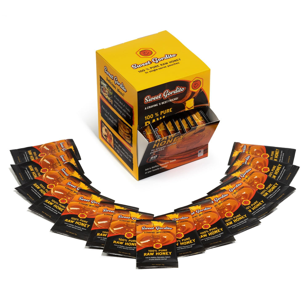 Sweet Gordito single-serve honey packet for coffee, convenient natural sweetness.