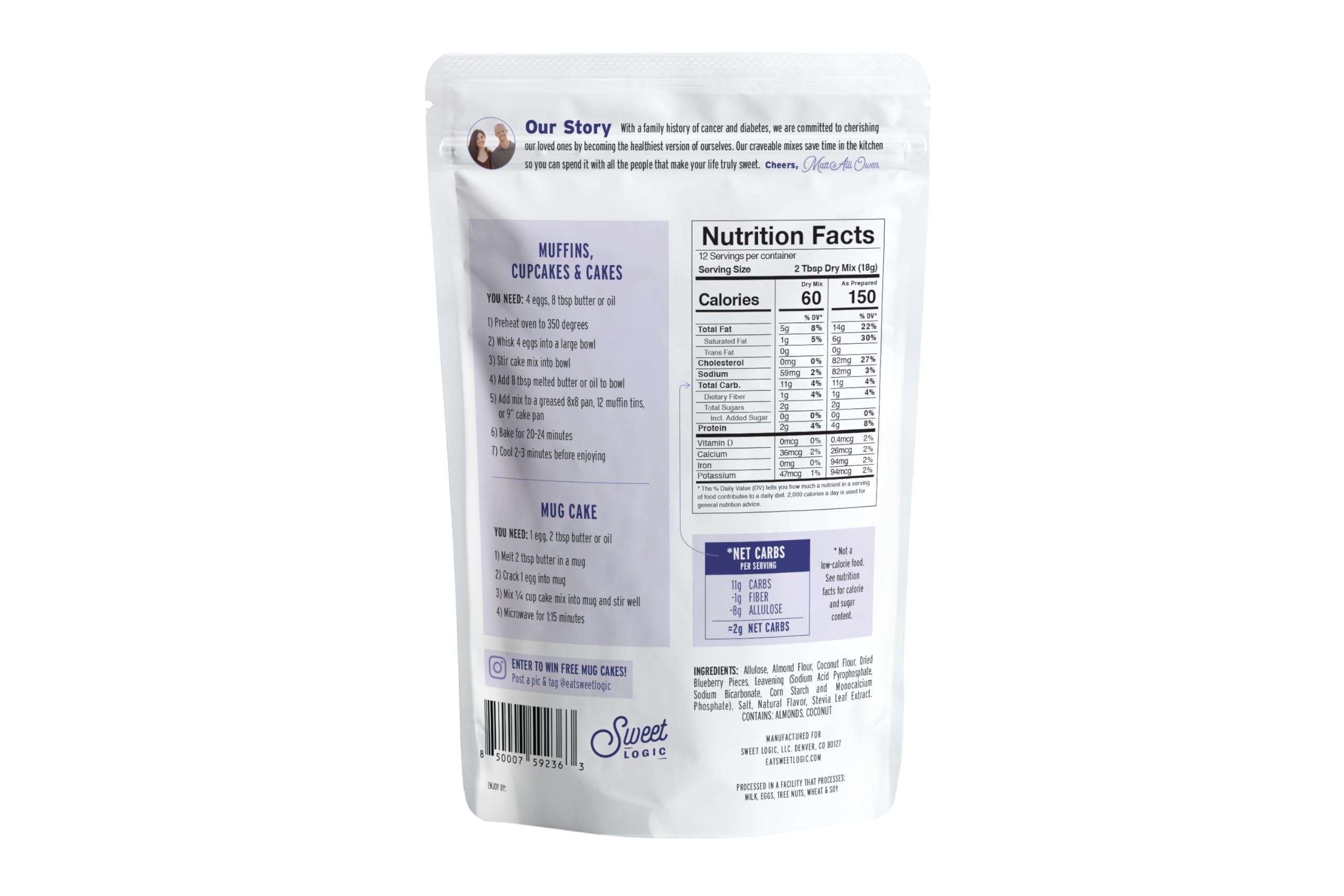 Dry ingredients for Sweet Logic Keto Blueberry Muffin mix measured in a bowl