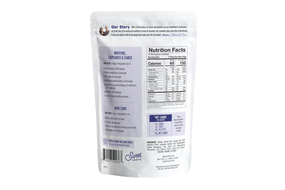 Dry ingredients for Sweet Logic Keto Blueberry Muffin mix measured in a bowl