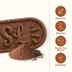 Sweet Loren's vegan chocolate biscuits open sleeve close-up illustrating texture for quick breakfasts.