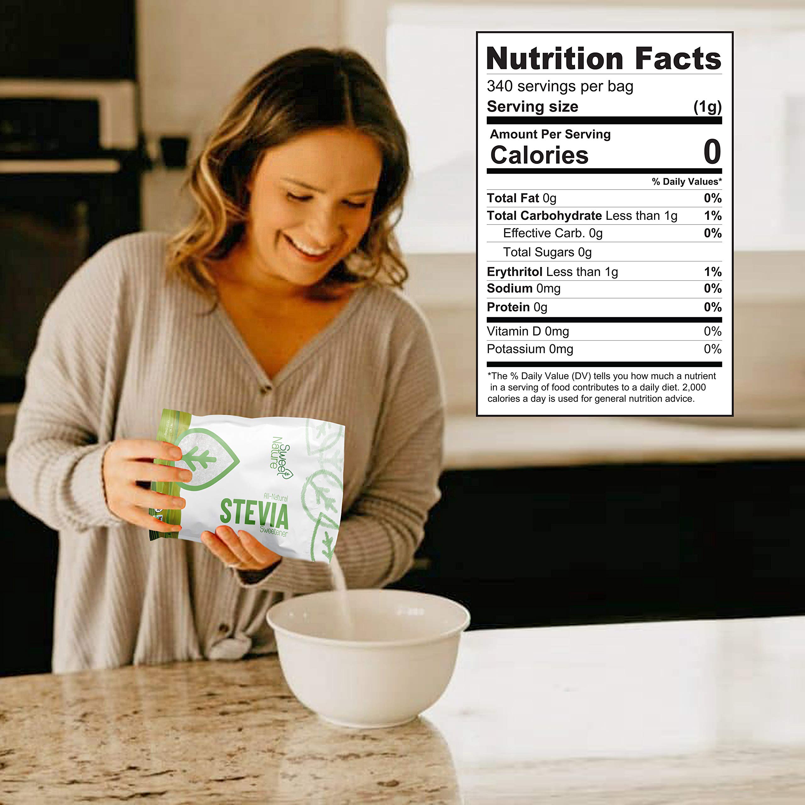 Sweet Nature ingredients label shows clean, GMO-free composition