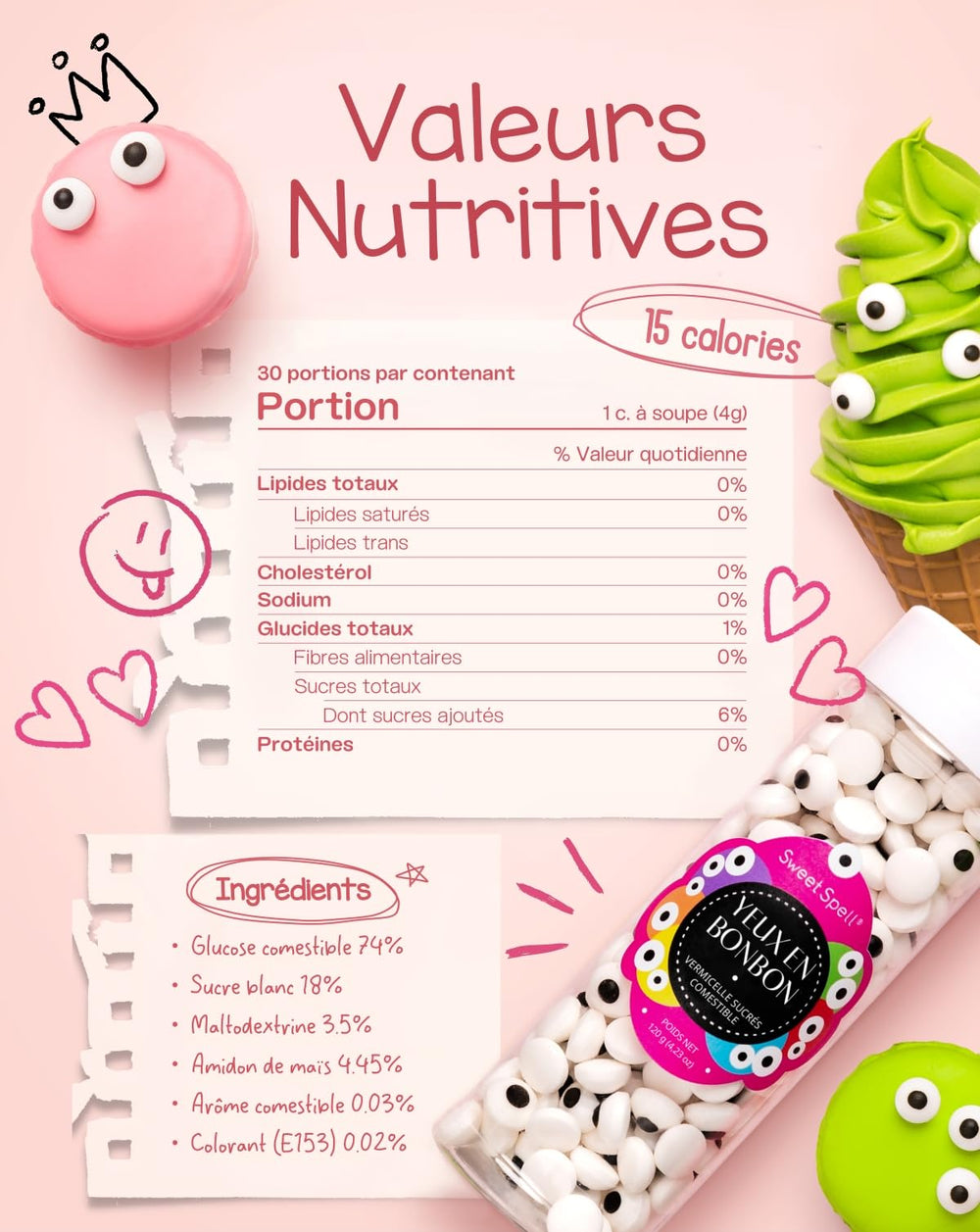 Sweet Spell 10 mm edible eyes ideal for decorating desserts and snacks