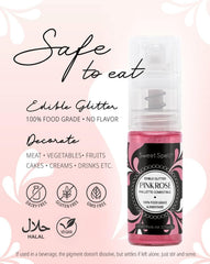 Sweet Spell pink glitter spray applied to a cocktail for festive sparkle
