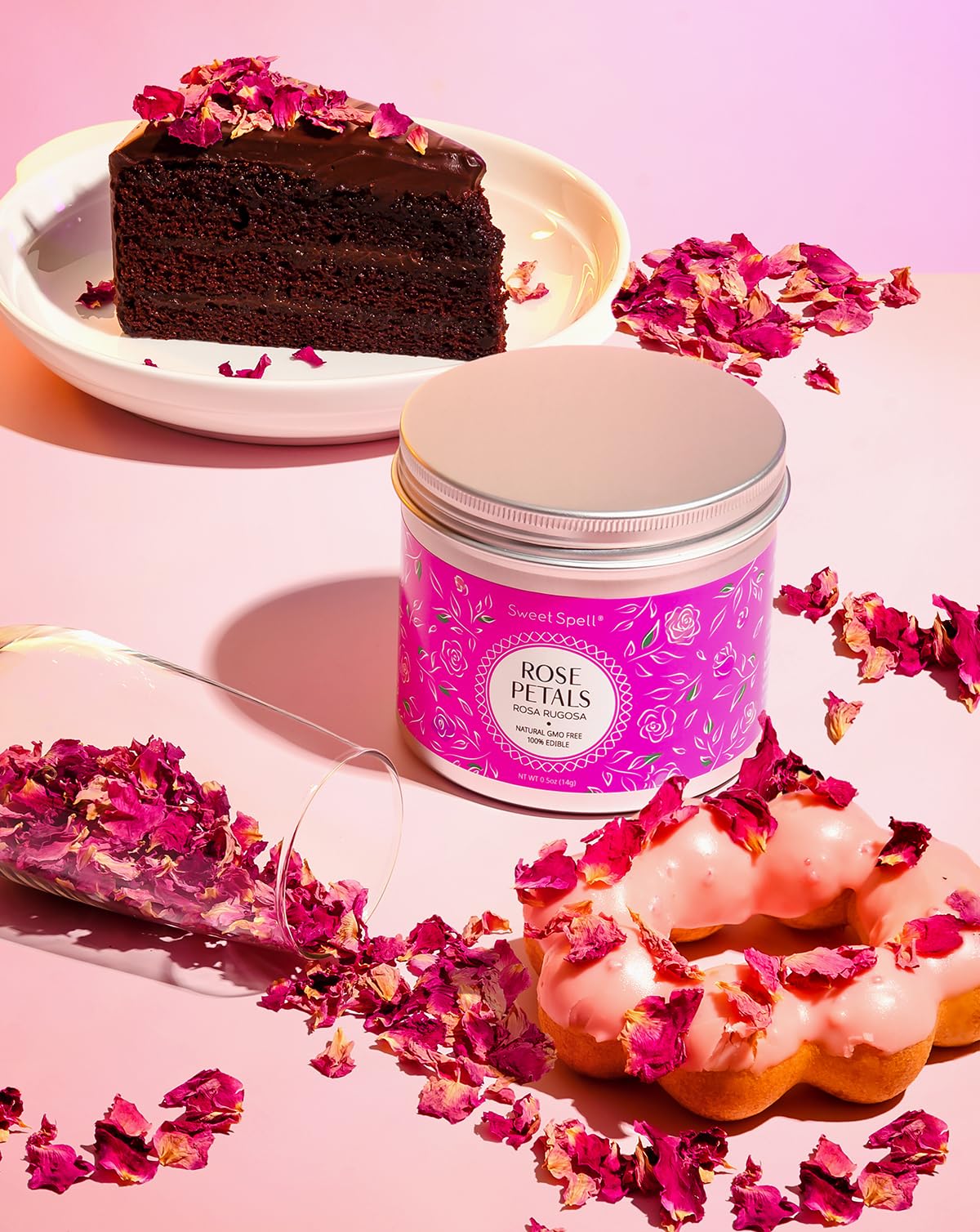 Sweet Spell rose petals decorate cakes with vibrant color
