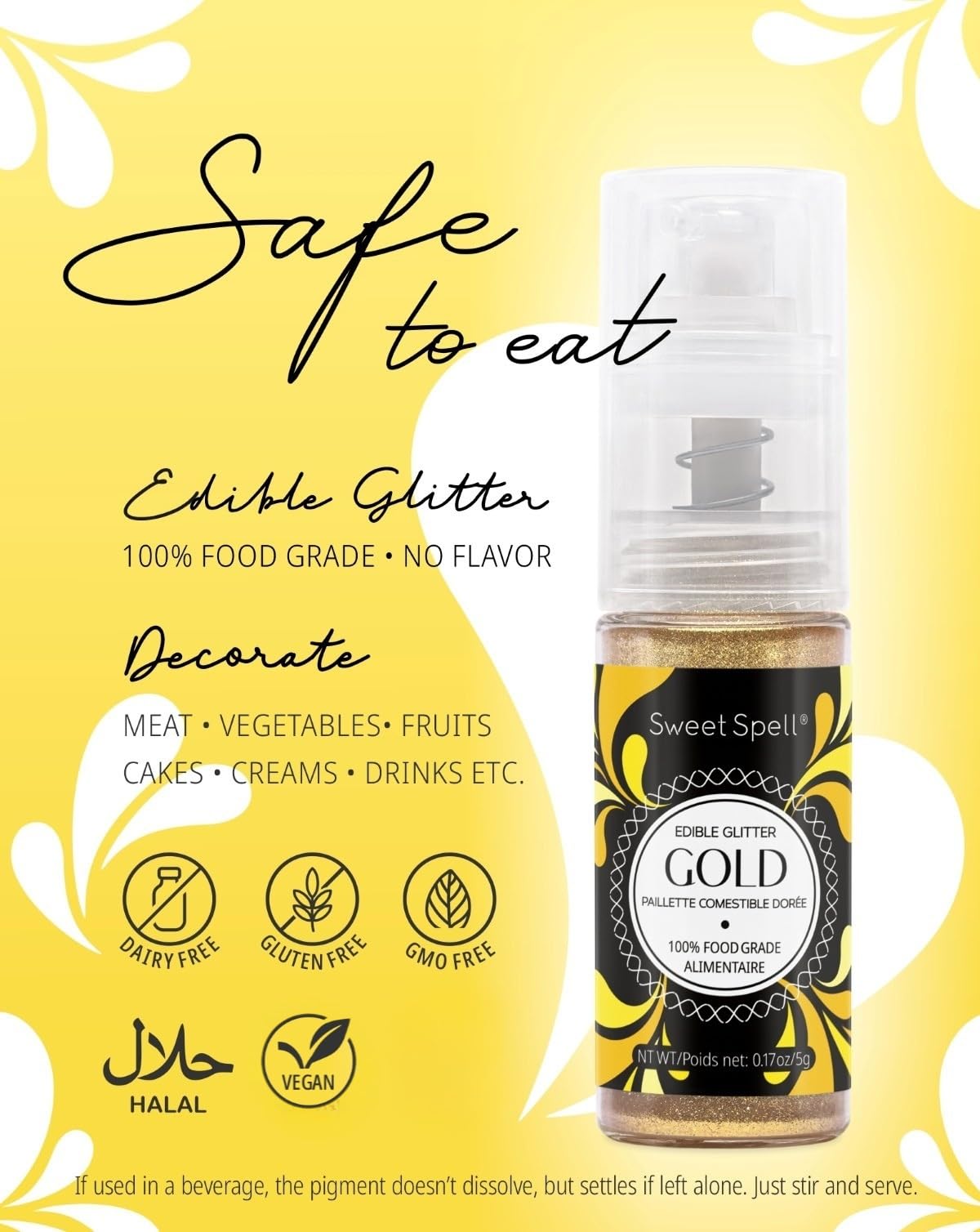 Sweet Spell glitter spray adds dazzle to cocktails for a chic presentation