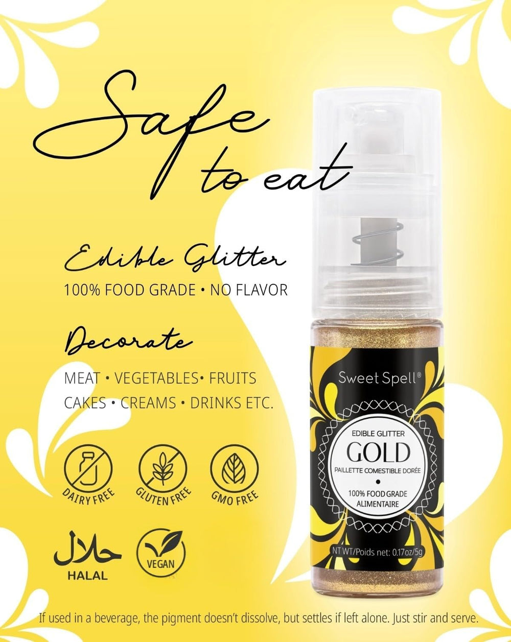 Sweet Spell glitter spray adds dazzle to cocktails for a chic presentation
