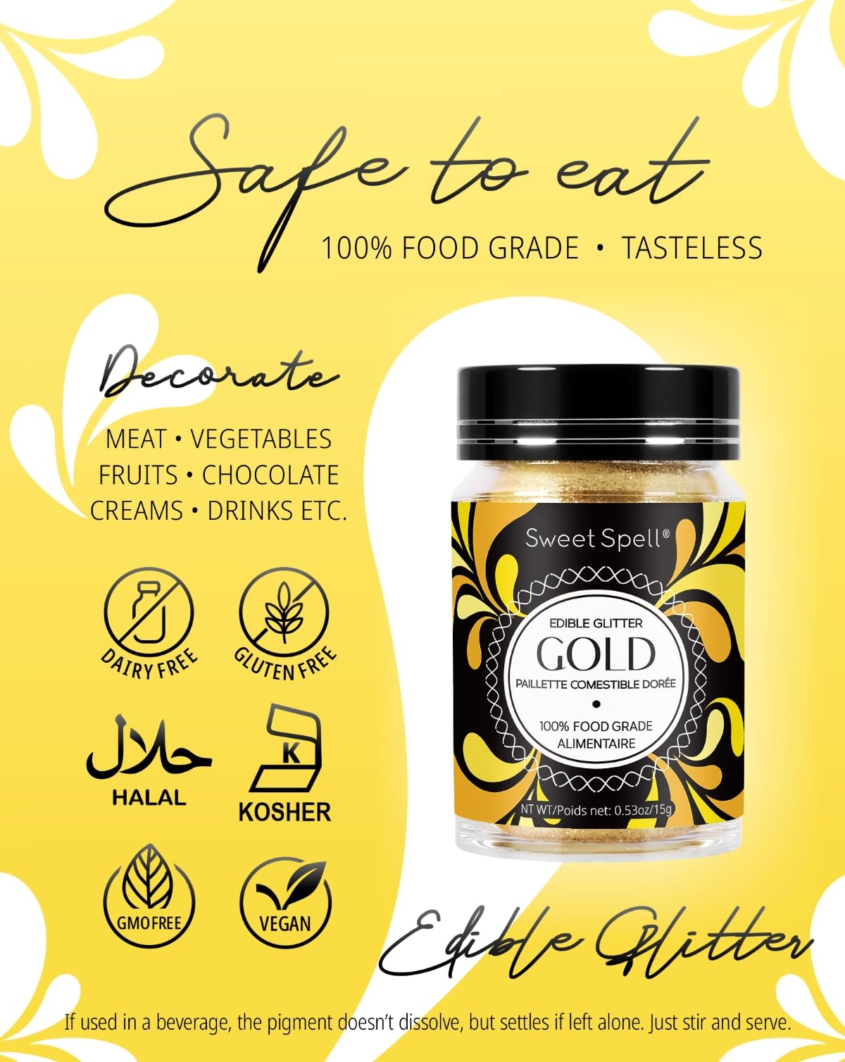 Sweet Spell Gold glitter sprinkled on donuts creates magical dessert accents.