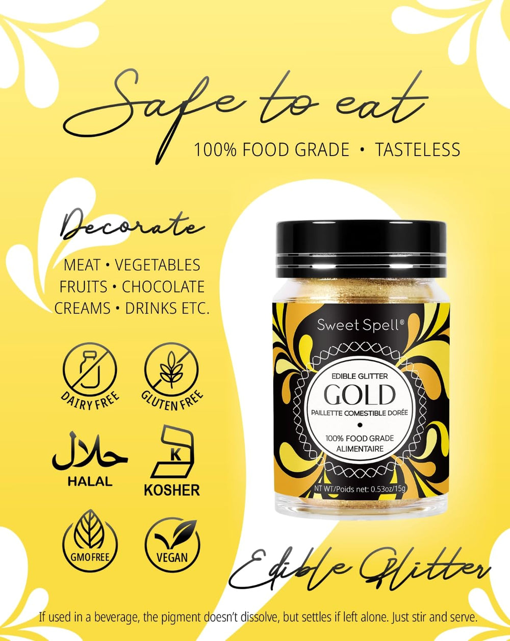 Sweet Spell Gold glitter sprinkled on donuts creates magical dessert accents.