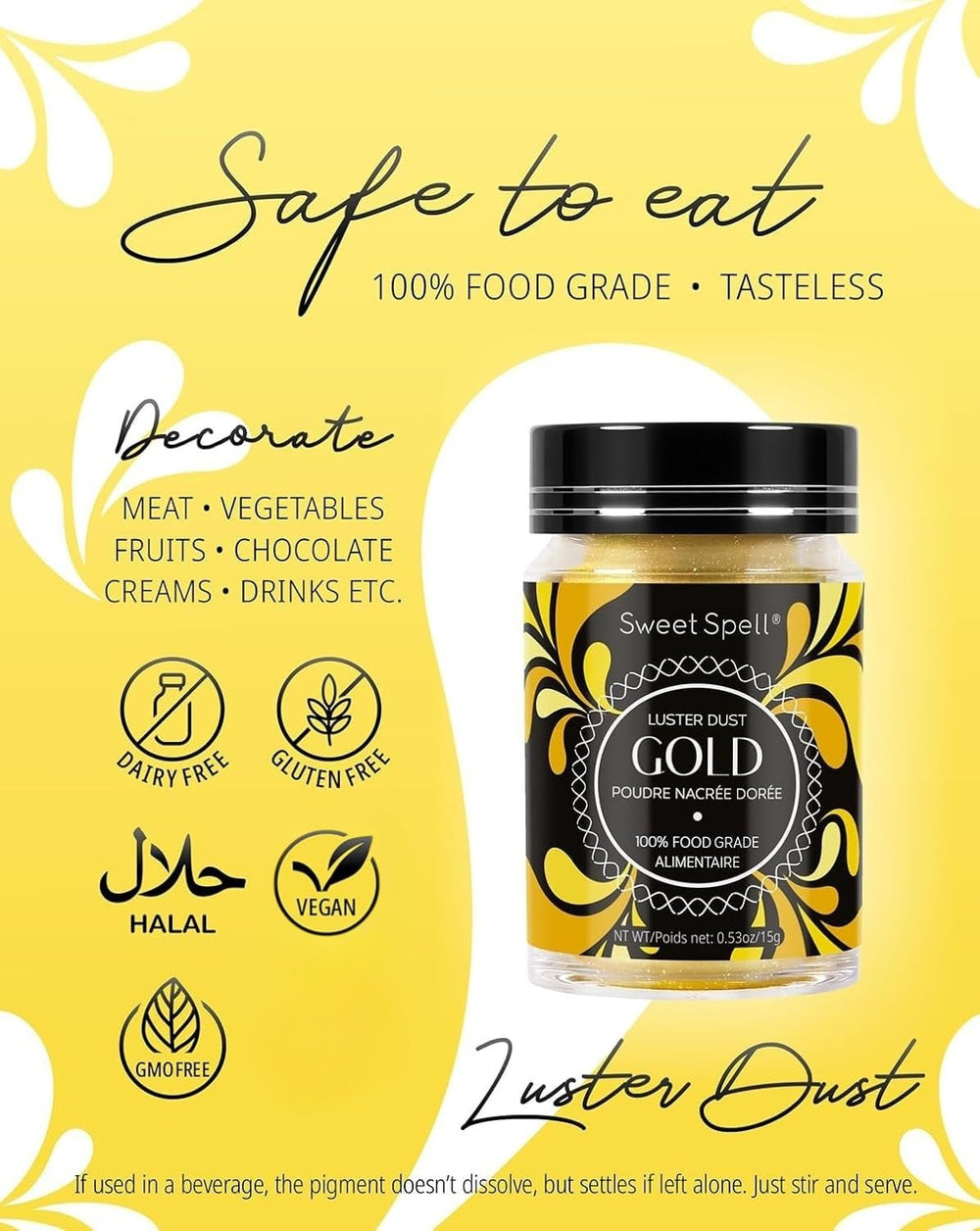 Sweet Spell Gold Luster Dust on donuts creates a luxe glitter effect.