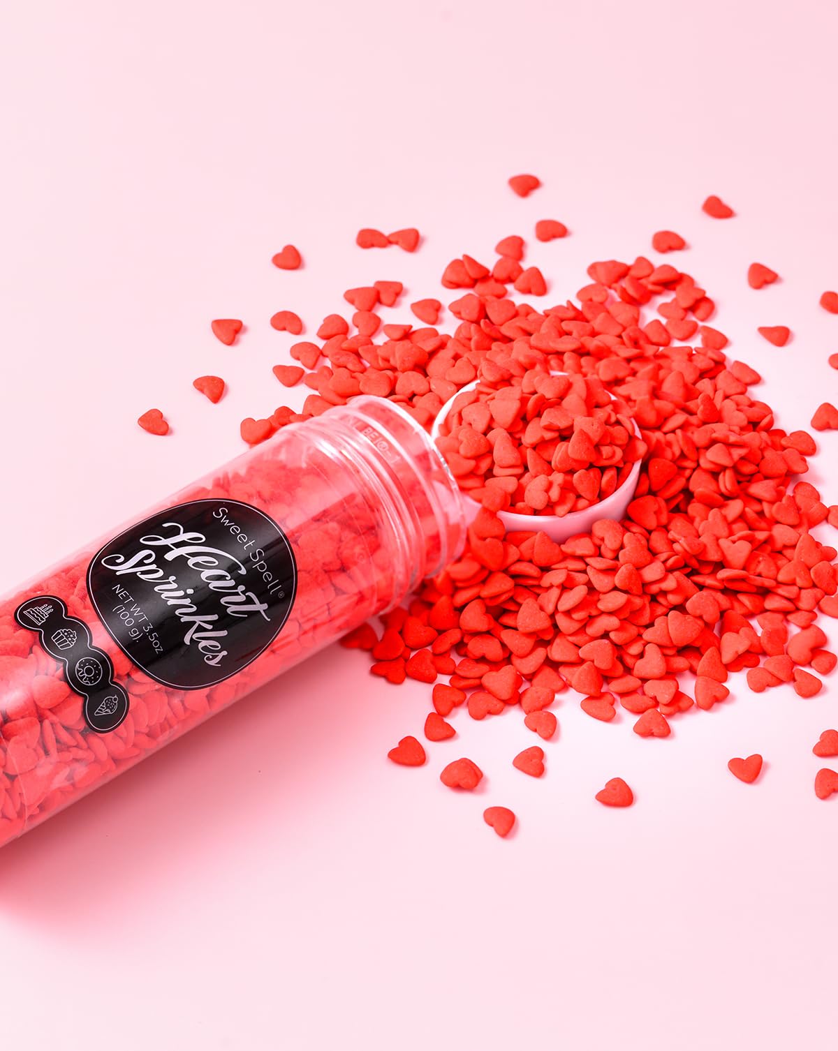 Sweet Spell heart sprinkles jar close-up for gifting ideas.