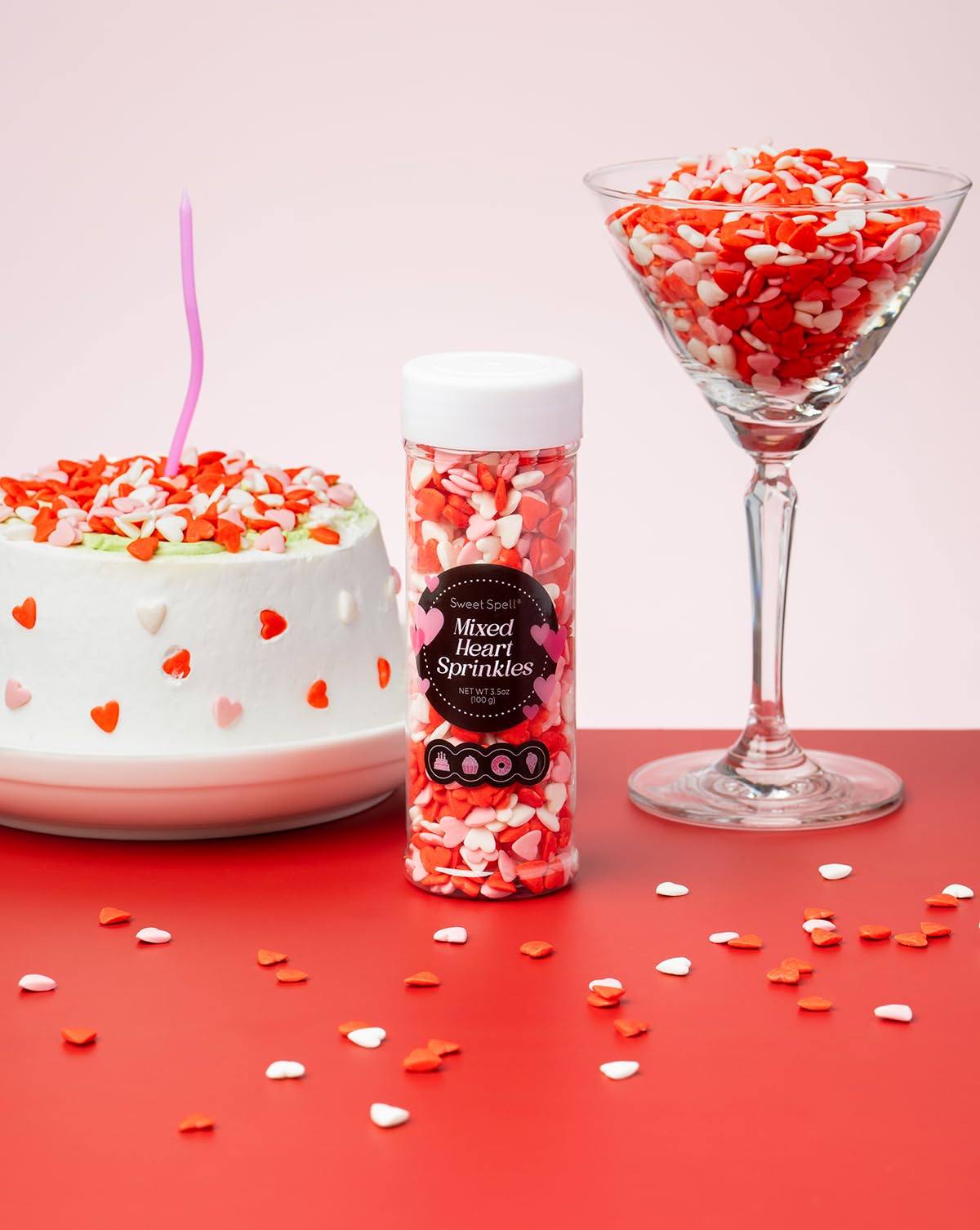 Sweet Spell heart sprinkles over ice cream for a cheerful finish.