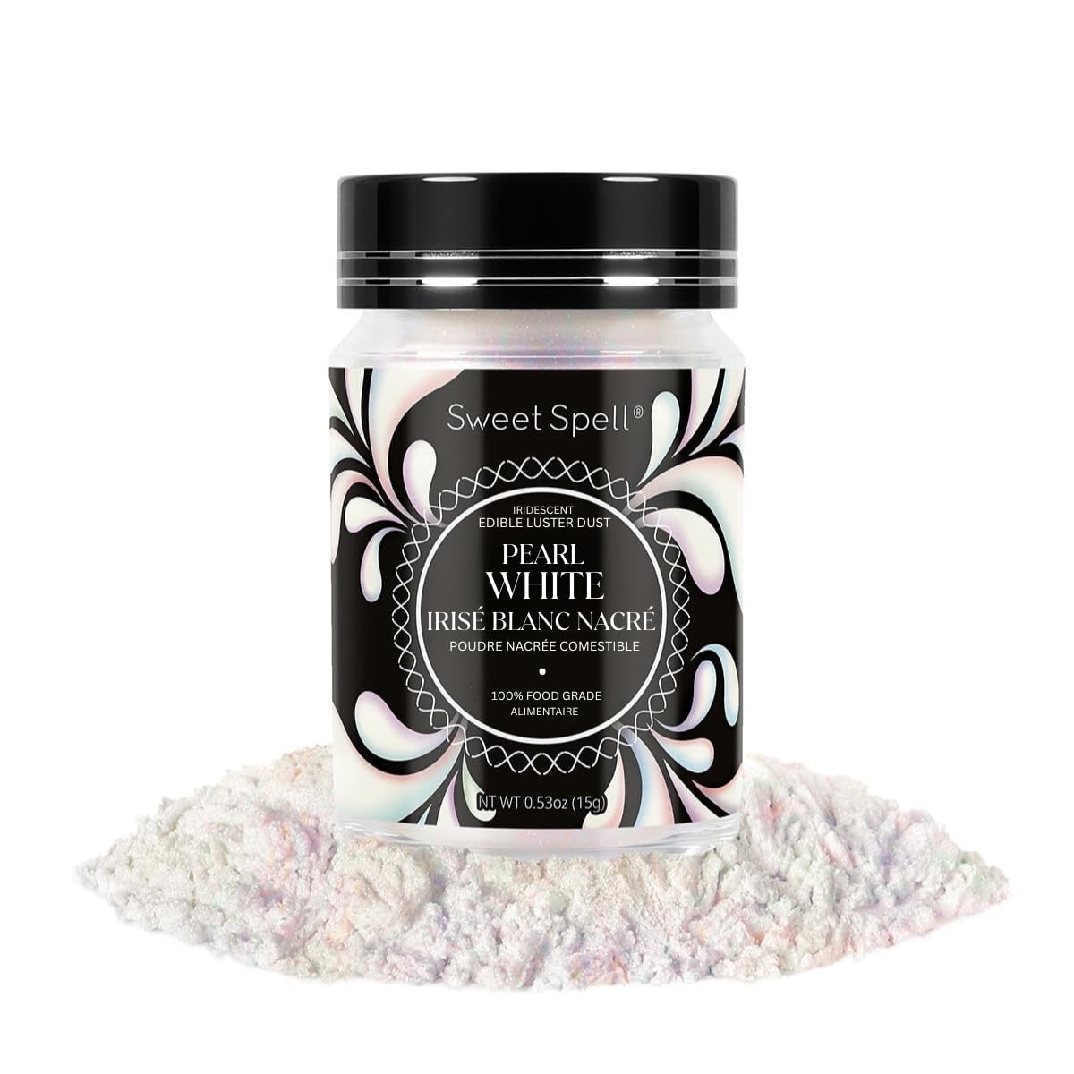 Sweet Spell luster dust on cake for radiant pearl-white decoration