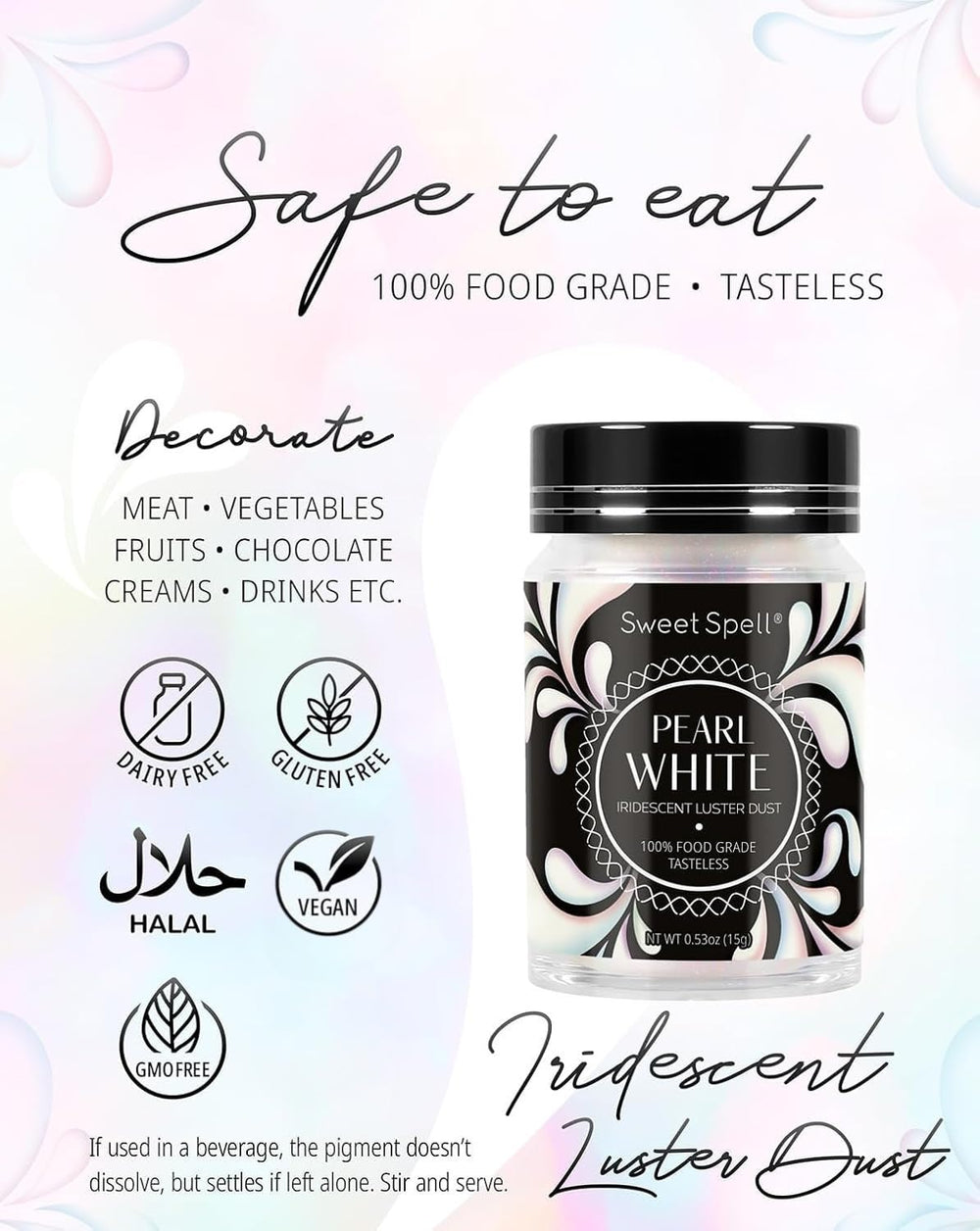 Sweet Spell luster dust enhances fruit garnishes with shimmer
