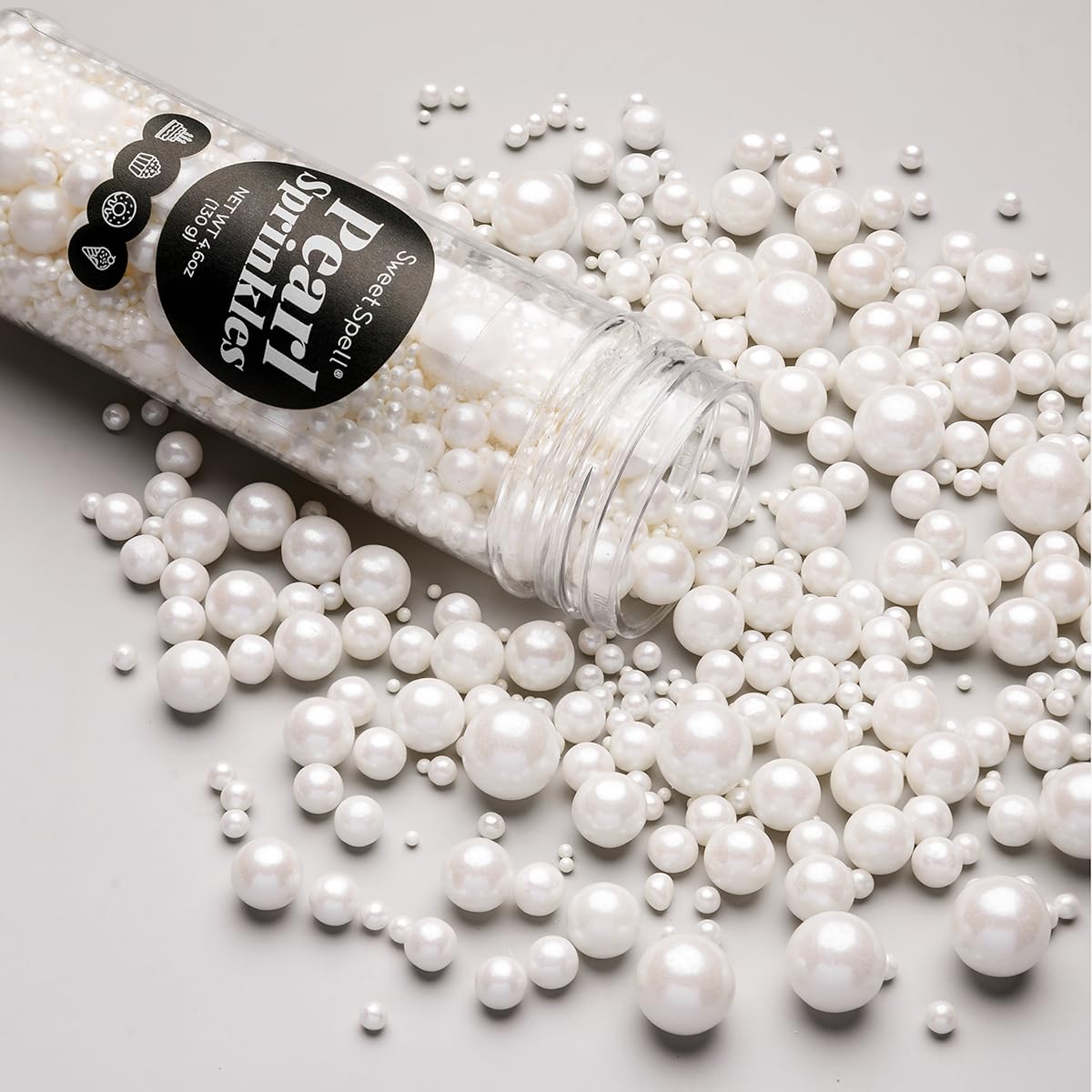 Sweet Spell White Pearl Sprinkles garnish on brownies for refined look.