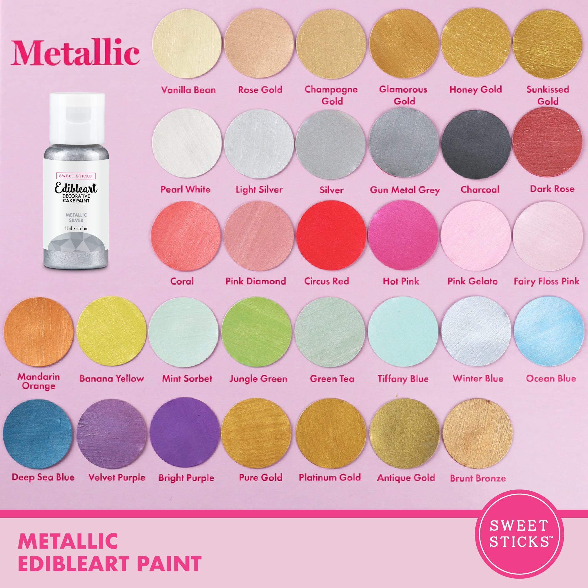 Sweet Sticks metallic paint on macarons for bright metallic accents