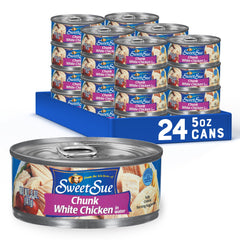 Sweet Sue canned chicken breast rib meat in water shown for versatile recipes