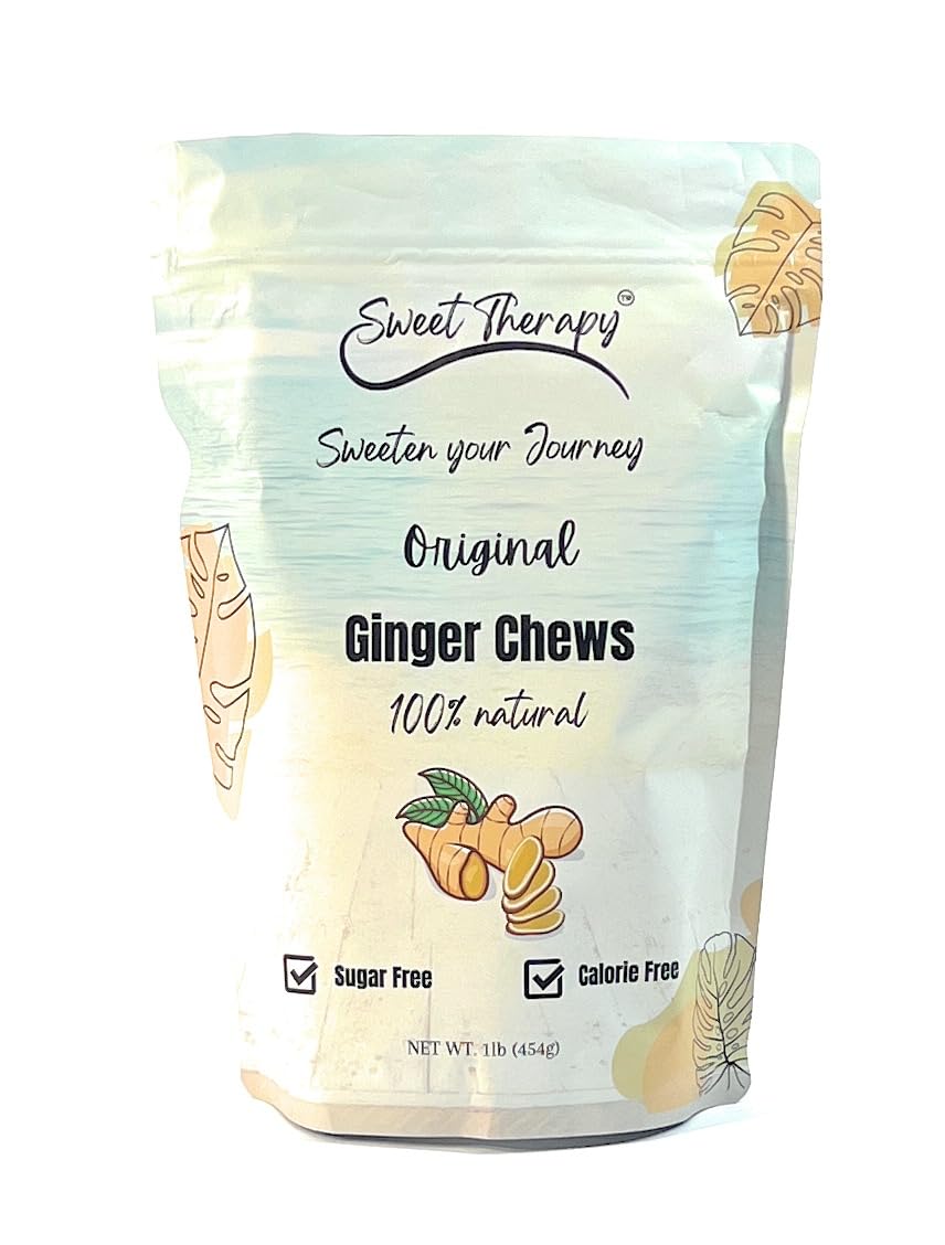 Sweet Therapy Ginger Chews on table showing zero sugar convenience for daily snacking