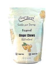 Sweet Therapy Ginger Chews on table showing zero sugar convenience for daily snacking