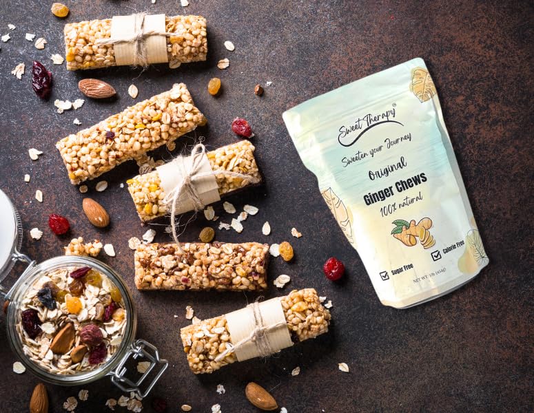 Sweet Therapy Ginger Chews with ginger root visual emphasize natural ingredients
