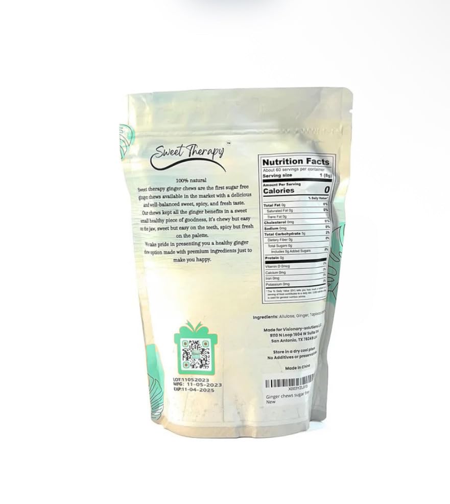 Sweet Therapy ginger chews held in hand highlighting chewy texture.