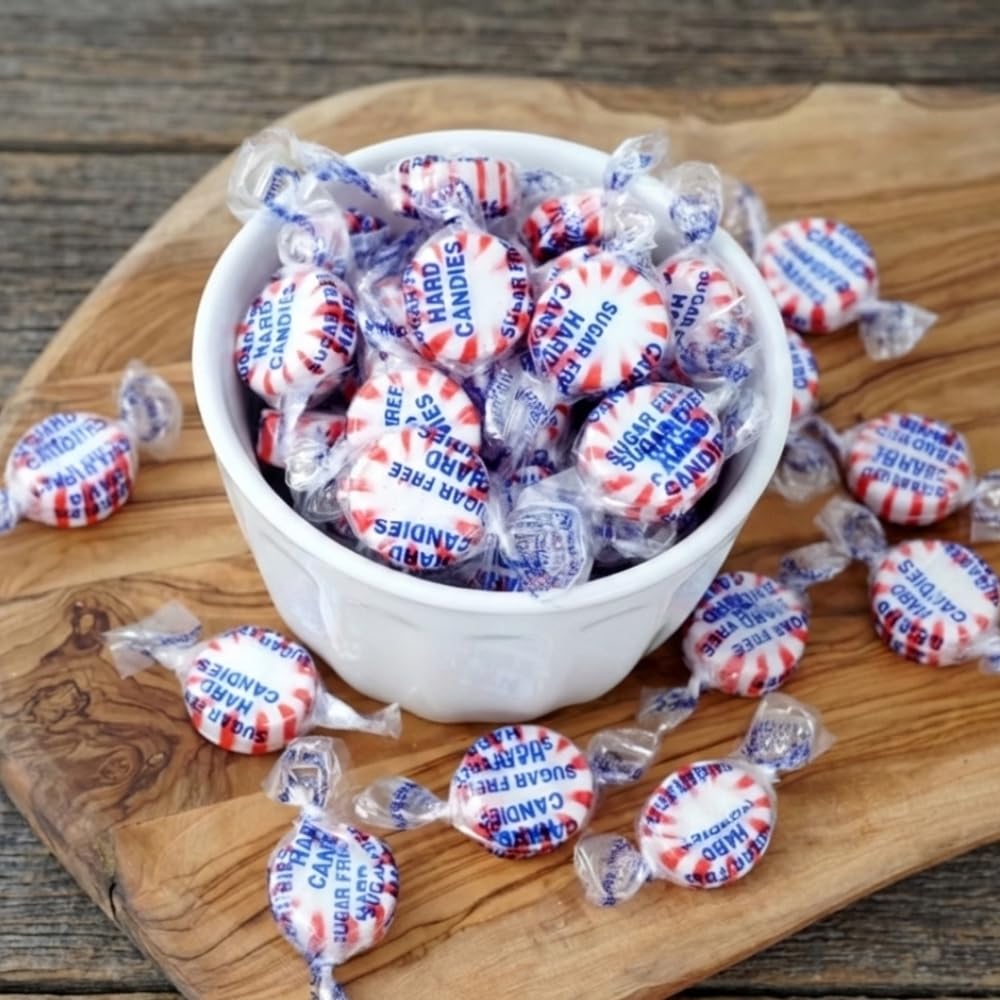 Sweetaholic peppermint candies filling a candy dish with minty charm