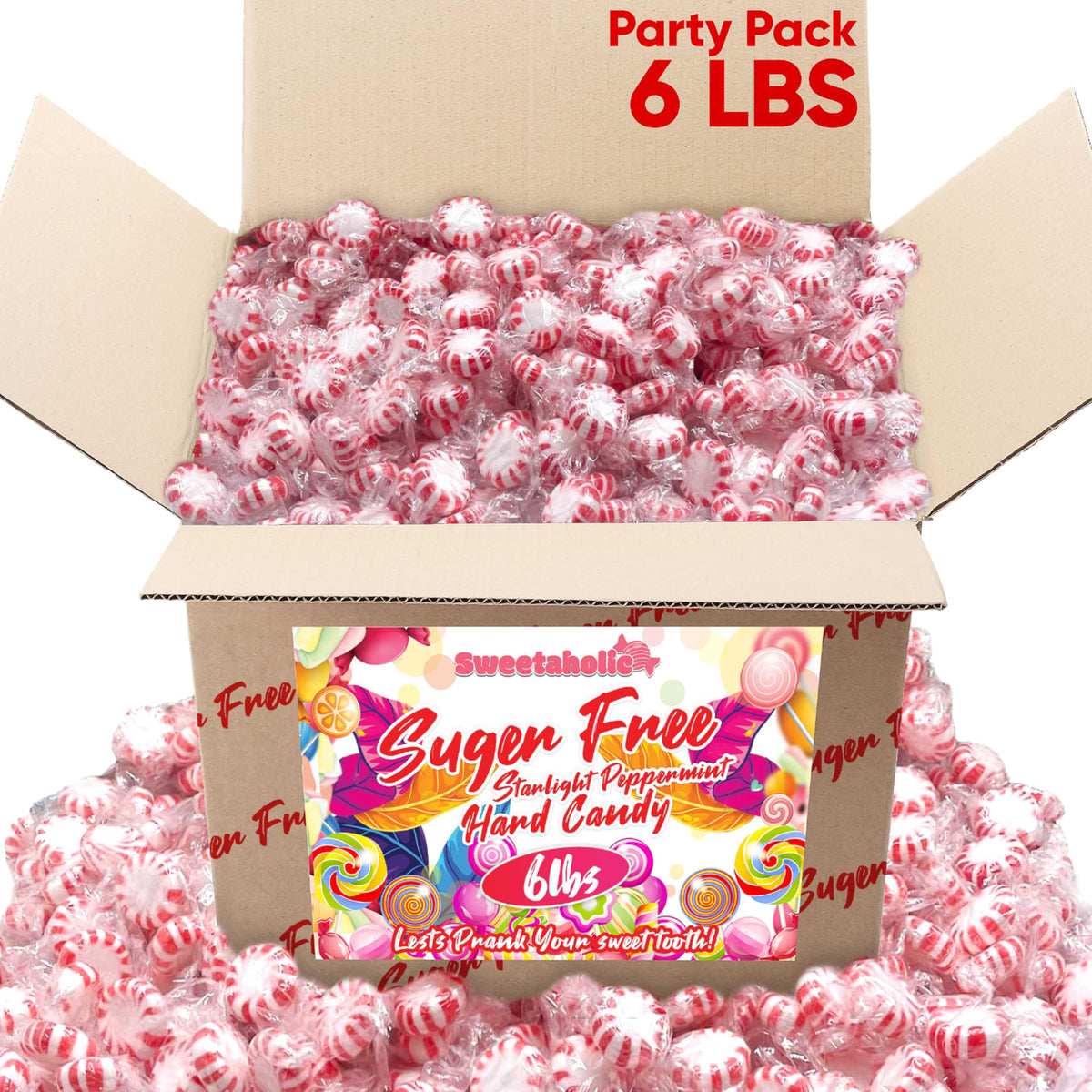 Sweetaholic sugar-free peppermint candy bulk pack, ideal for sharing at gatherings.