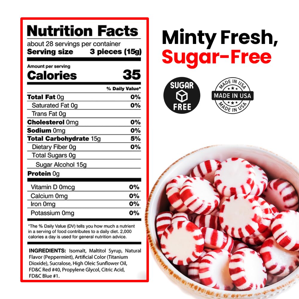 Sweetaholic sugar-free peppermint candy individually wrapped, convenient for on-the-go snacking.