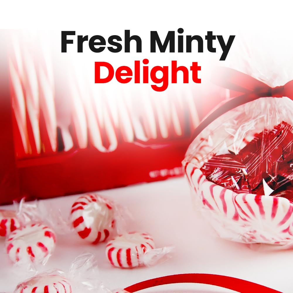 Sweetaholic sugar-free peppermint candy rows on display, showing uniform discs.